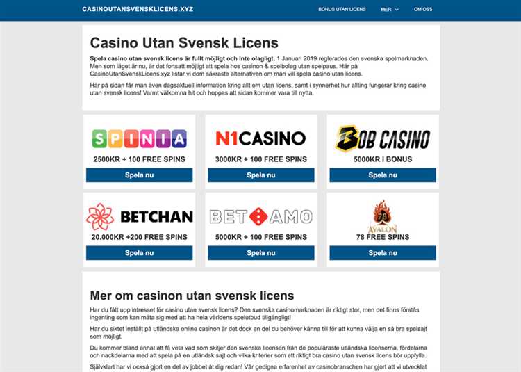 Online casino utan licens